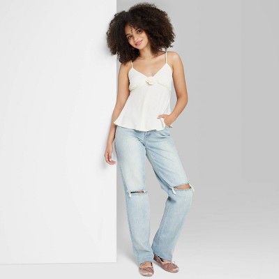 Women's High-rise 90's Relaxed Slashed Straight Jeans - Wild Fable