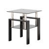 Syemin Side Table Double Layer Coffee Table with Stylish Glass Tabletop for Living Room Terrace Bedroom, Clear, 17.72"*17.72"*20.5" - 3 of 4