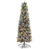 HOMDOX 6ft Pre-lit Spray White Artificial Pencil Christmas Tree, Premium Hinged Pine Lighted Slim Tree, 566 Branch Tips, 250 Lights, 11 COLORFULLIGHT - 2 of 4