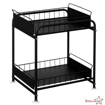 Basicwise Under Sink Organizer Sliding Wire Baskets Adjustable 2-Tier Metal Storage Rack for Bathroom Kitchen — фото 8