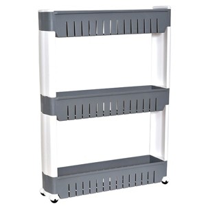 Evideco French Home Goods Multi-Purpose Slim Rolling Cart - 3-Tier Utility Organizer for Bathroom, Kitchen & Dorm - Available in White, Grey, Black - 1 of 4