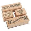 Juvale 4-Piece Card Making Stamps Set - Wood Mounted Rubber Stamps for Card Making - Happy Birthday, Thank You, Congratulations, with Love - 3 of 4