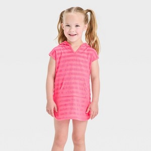 Toddler Girls' Terry Stripe Printed Swim Cover Up Dress - Cat & Jack™ Pink - 1 of 3