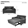 RIOSKEYS Extra-large Fabric Sofa Bed - 61-inch 2-in-1 Double Sofa with Storage Bag, Adjustable Backrest and Cushions for Living Rooms - 3 of 4