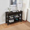 FONTOI Rectangle Coffee Table with Two Open Shelves, Console Table for Living Room Bedroom Office, Light Coffee, 13.78"*30"*42" - 4 of 4
