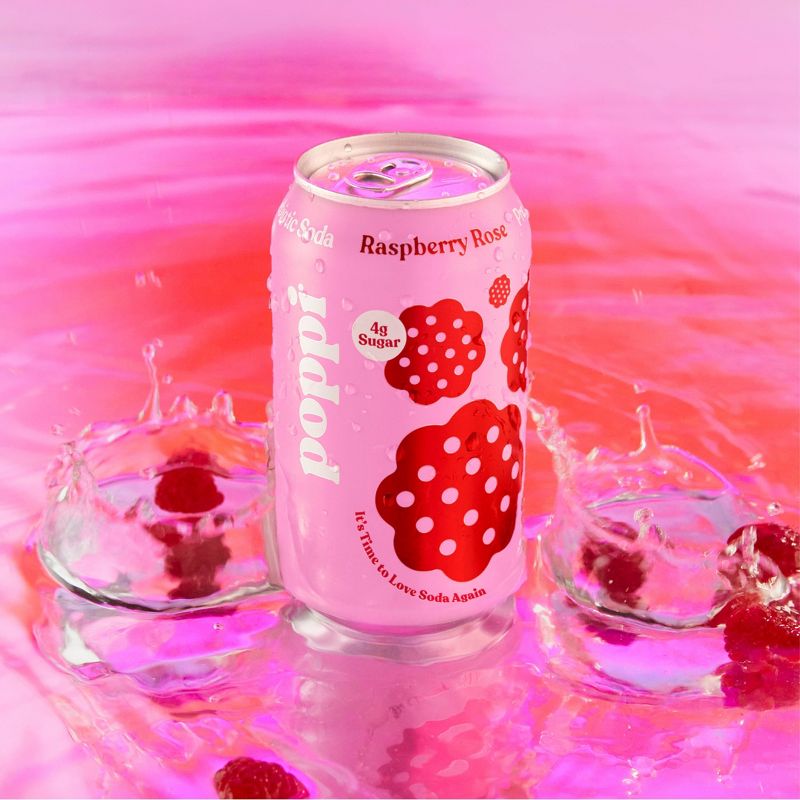 Poppi Raspberry Rose Prebiotic Soda - 12 fl oz Can, 5 of 11