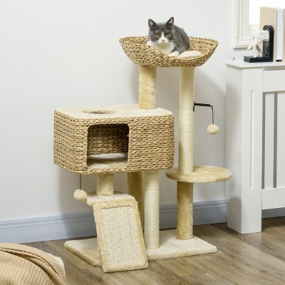 38" Cat Tree Tower for Indoor Cats with Sisal Scratching Posts,Condo,Ramp,Platform,Toy Balls And Bed,Multi Level Cat Furniture–LAOTIES