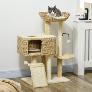 38" Cat Tree Tower for Indoor Cats with Sisal Scratching Posts,Condo,Ramp,Platform,Toy Balls And Bed,Multi Level Cat Furniture–LAOTIES - 1 of 4