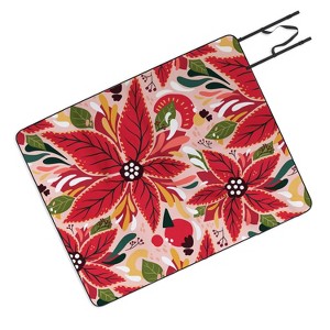Avenie Abstract Floral Poinsettia Red Picnic Blanket -Deny Designs - 1 of 3