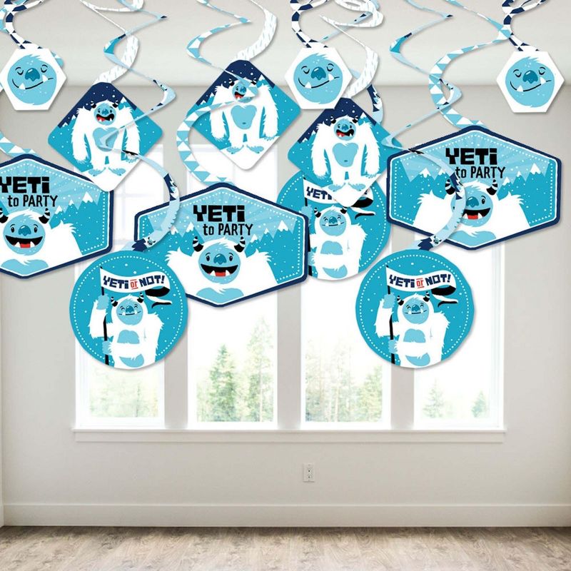 Big Dot of Happiness Yeti to Party - Abominable Snowman Party or Birthday Party Hanging Decor - Party Decoration Swirls - Set of 40, 3 of 9