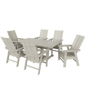 WestinTrends 7 Piece Outdoor Patio Dining Table and Modern Adirondack Armchair Set - 1 of 2