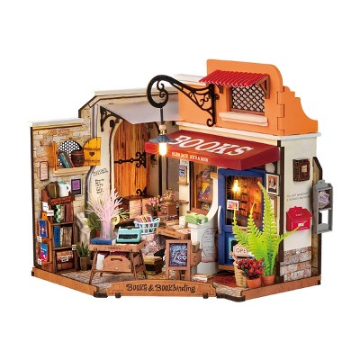 ROBOTIME 1:20 Scale Bookstore DIY Miniature Doll House 3D Wooden Puzzles Building Kit, 9.8"*6.6"*7"