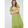 Sweetheart Neck Puff Sleeve Eyelet Hem Midi Dress - 4 of 4