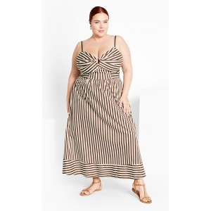 Women's Plus Size Stripe Zaya Dress - tabacco stripe | CITY CHIC - 1 of 4