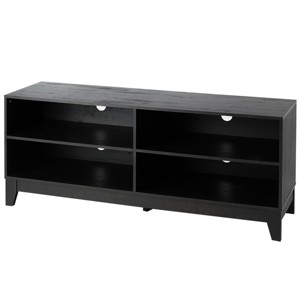 Tangkula Modern Wooden TV Stand Media Console Storage Cabinet with 4 Open Shelves Walnut/Black/Brown - 1 of 4