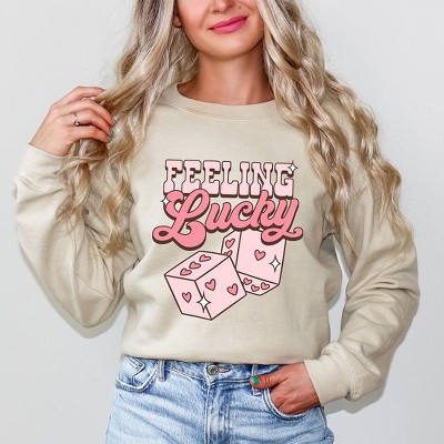 Simply Sage Market Women's Graphic Sweatshirt Feeling Lucky Dice