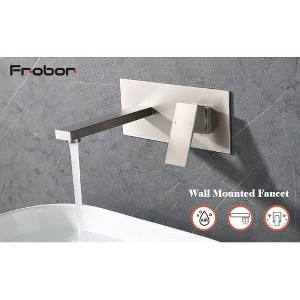 Bathroom Sink or Bathtub Wall-Mount Faucet with Single Handle, 2-Hole Configuration, Brass Rough-In Valve Kit Included - 1 of 4
