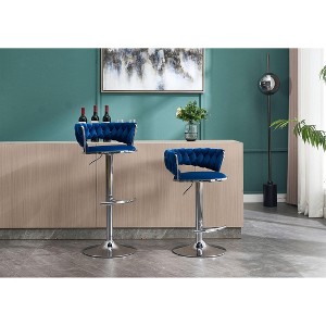 Kumasinova 30-38"H Adjustable Height Bar Stools Set of 2,Chic Swivel Counter Height Barstools with Luxury Velvet Upholstery&Chrome Legs - 1 of 4