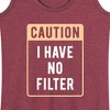 Women's - Instant Message - Caution I Have No Filter Graphic Racerback Tank - 2 of 4