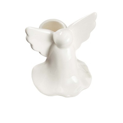 tag Angel Led Taper Candle Holder White Ceramic for Christmas 3x2.75x3 in Decorative Taper Holders