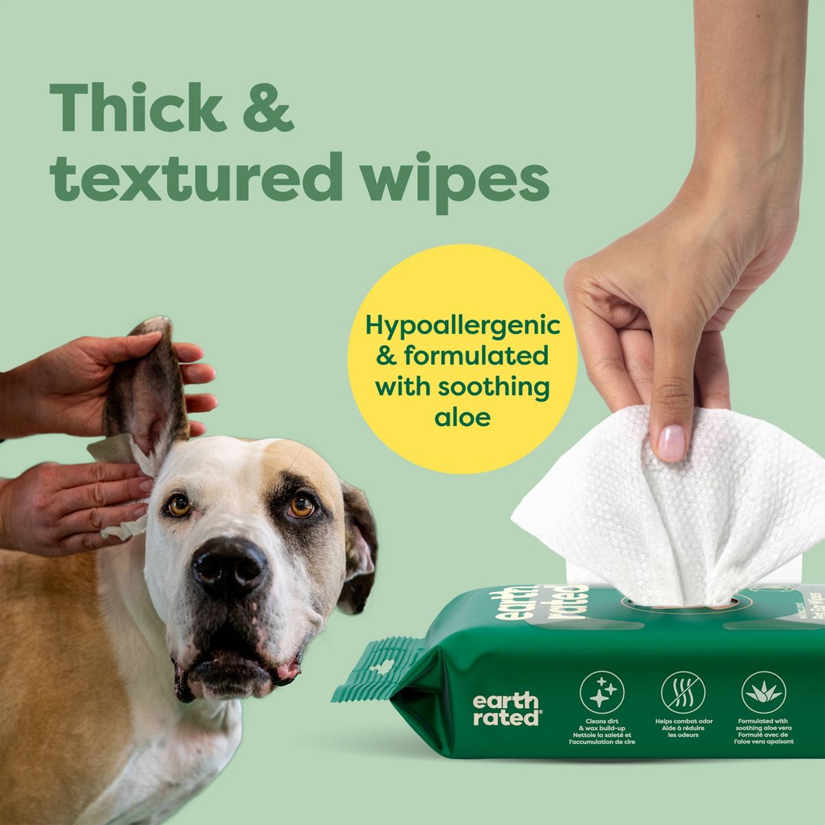 Earth Rated Vet-Developed Pet Ear Wipes - Oatmeal Scent - 60ct - thumbnail 6