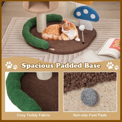 Colorful Mushroom Cat Activity Center with Sisal Scratching Post