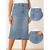 INSPIRE CHIC Women's Casual High Waist Stretchy Midi Jean Skirt - 2 of 4