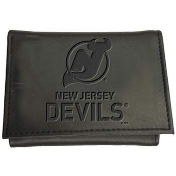 Evergreen NHL New Jersey Devils Black Leather Trifold Wallet Officially Licensed with Gift Box