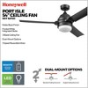 Honeywell Ceiling Fans Port Isle Modern 54 Inch Outdoor Ceiling Fan with Light, LED Fan with Remote Control, and Weather Resistant Blades, Black - 4 of 4