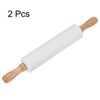 Unique Bargains Silicone Non-Stick Wooden Handle Kitchen Reusable Rolling Pin 2 Pcs - 3 of 4