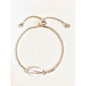 Hollywood Sensation Seashell Bracelet Adjustable Spring Closure Gold and Silver - 1 of 4