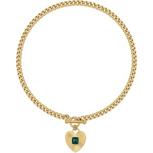Sunburst Heart / 2-Tone Interlocking/CZ Evil Eye/Single Pearl/Love Heart Necklace for Women 18K Gold Chain Necklace Protection Prayer Faith Jewelry - 1 of 4