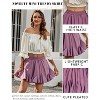 Women's Pleated Skater Skirt - High Waist Flared Mini with Ruffles for Casual Wear Purple Red Purple Red Large - 2 of 4