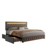 CAVINAS Full/Queen/King Size Modern Platform Bed Frame with LED on Headboard & 4 Storage Drawers,No Box Spring Needed - 3 of 4