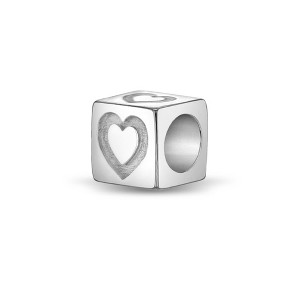 Girls' Cube Stamped Heart Sterling Silver Charm - In Season Jewelry - 1 of 1