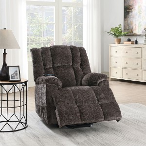 Okak Leather Accent Recliner Chair with Lift Heating and Massage Function Modern Power Motion Recliner for Living Room Reading Room - 1 of 4