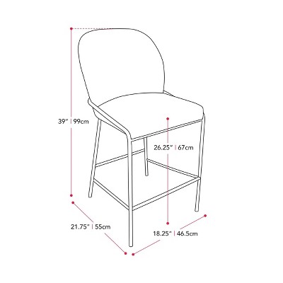 Blakeley 28'' Light Gray Twill Counter Stool with Iron Legs