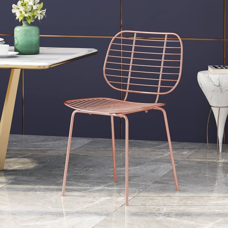 Loudon Modern Glam Iron Dining Chair Rose Gold - Christopher Knight Home, 3 of 9