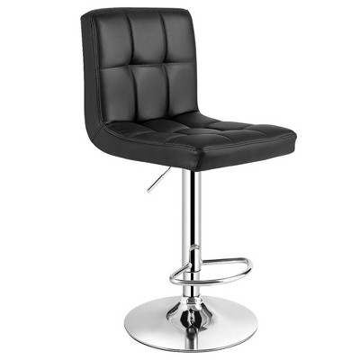 Costway Adjustable Armless Bar Stool Swivel Kitchen Counter Bar Chair PU Leather Black