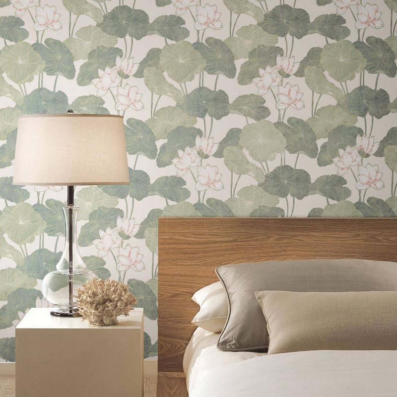 RoomMates Lily Pads Peel &#38; Stick Wallpaper Cream/Green, 4 of 8