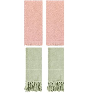 REGALWOVEN 4 Packs Cotton Soft and Absorbent Bathroom Turkish Hand Towels with tassel - 1 of 4