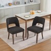 Set of 2 Fabric Upholstered Dining Chairs with Cushion and Curved Wood Legs, French Farmhouse Chairs for Kitchen or Dining Room-Koiai - 3 of 4