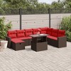 vidaXL 9 Piece Patio Sofa Set with Cushions Brown Poly Rattan - 2 of 4