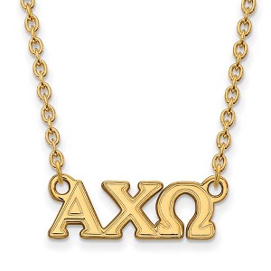Black Bow Jewelry 14k Yellow Gold Plated Sterling Silver Alpha Chi Omega Greek Life Necklace 18 Inch - 1 of 4