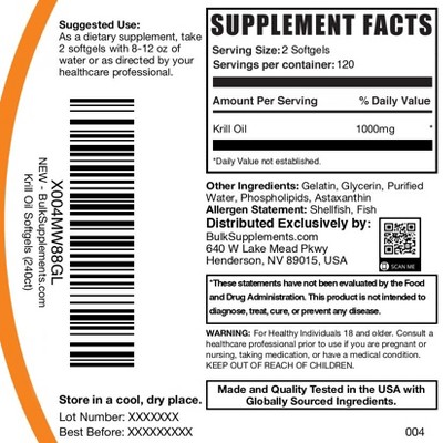 BulkSupplements Krill Oil Softgels