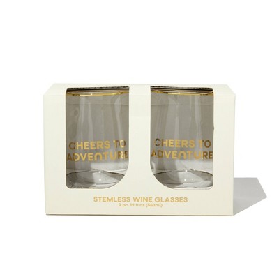 Be Rooted 20oz 2pk Glass Cheers To Adventure Wine Glasses