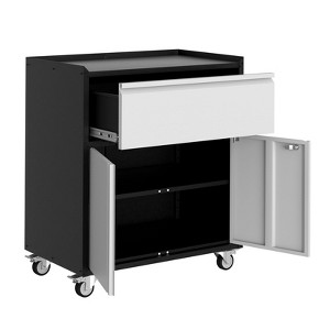 GustoWave 2 Door Metal Tool Storage Cabinet with Wheels, Locking Steel Rolling Tools Chest Garage Storage Cabinet with Adjustable Shelf - 1 of 4