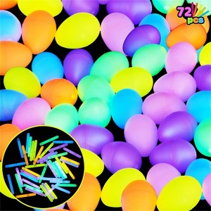 Joyfy 72 Pakcs Easter Eggs with Mini Glow Sticks for Kids Glow-In-The-Dark Basket Stuffers Fillers Gift, Easter Egg Hunt Game, Classroom Exchange - 1 of 4