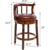 TIRAMISUBEST Seat height 26.5'' Cow top Leather Wooden Bar Stools,360 Degree Swivel Bar Height Chair with Backs for Home Kitchen Counter - 4 of 4