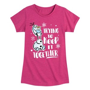 Girls' - Frozen 2 - Olaf Trying To Keep It Together Fitted Short Sleeve Graphic T-Shirt - 1 of 4